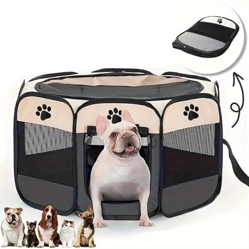 Welpenauslauf, Welpenlaufstall, Laufstall Hund, Katzengehege, Hundelaufstall für Wohnung, Welpenauslauf Indoor, Laufstall Katze, Hasengehege, Kaninchengehege, Katzen Aussengehege (Hellrosa) von Alleshelfer