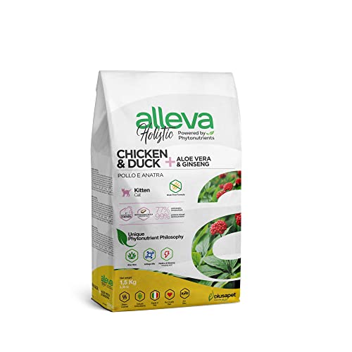 ALLEVA - Trockenfutter mit Huhn & Ente + Aloe Vera & Ginseng - Futter für Katzenbabys - Trockenfutter 1,5 kg-Beutel von Alleva