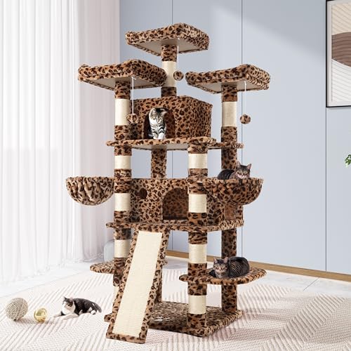 Allewie Kratzbaum / Katzenbaum / Haus und Türme für große Katzen / Kratzpfosten / mehrstöckige große Kitty Kletterbaum mit Höhle / Leopardenmuster Allewie Kratzbaum / Katzenbaum / Haus und Türme für große Katzen / Kratzpfosten / mehrstöckige große Kitty Kletterbaum mit Höhle / Leopardenmuster von Allewie