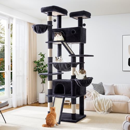 Allewie 81 Zoll Hoch Katzenbaum Mehrstöckig Groß Katzenbaum Haus und Türme für Große Katze/Katzenkletterbaum mit Katzenhaus und Hängematte/Kratzbaum/Breiter Boden/Dunkelgrau Allewie 81 Zoll Hoch Katzenbaum Mehrstöckig Groß Katzenbaum Haus und Türme für Große Katze/Katzenkletterbaum mit Katzenhaus und Hängematte/Kratzbaum/Breiter Boden/Dunkelgrau von Allewie
