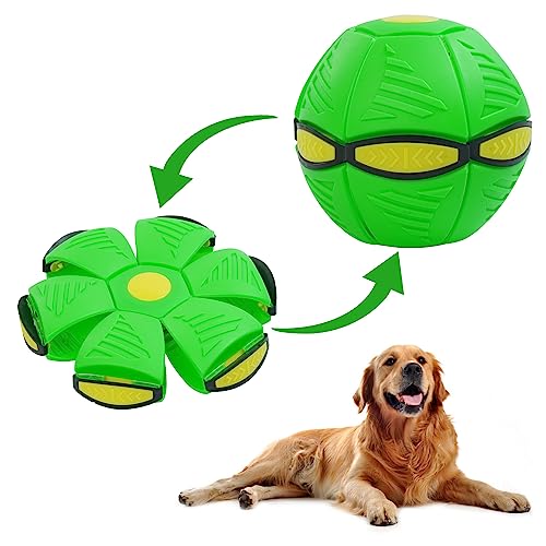 Allroaring Pet Toy Flying Saucer Ball for Dogs, Magic UFO Ball for Dog Outdoor Sports, Decompression Flying Flat Throw Disc Balls for Medium and Large Dog, Changeable Shapes Interactive Toys, Green von Allroaring
