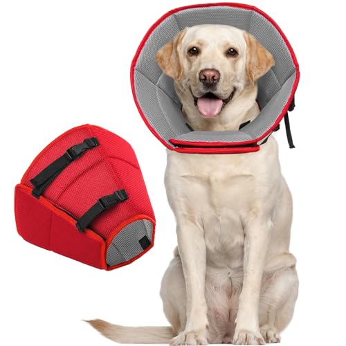 Hundekegel für große Hunde nach Operationen, weiches Hundekegelhalsband für Hunde, um das Lecken zu stoppen, verstellbares, bequemes E-Halsband, Alternative, leicht, nach Operationen von Allroaring
