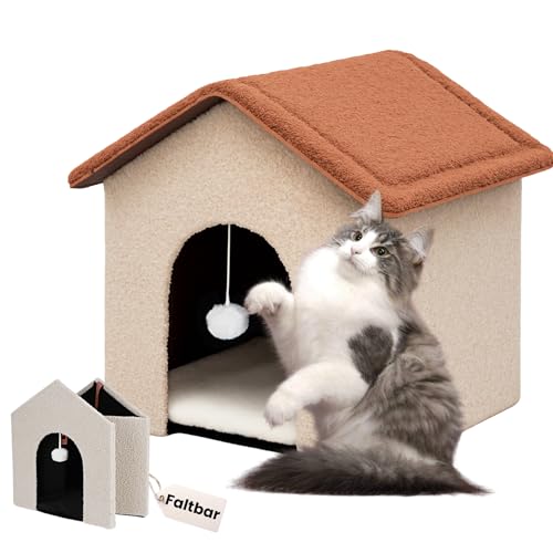 Allyson® Katzenhaus Faltbar XXL 43x40x42 cm, große Katzenhöhle mit weichem Plüschkissen, Kratzbrett Spielball Wetterfest für Indoor Outdoor, Ideal für Streunerkatzen Allyson® Katzenhaus Faltbar XXL 43x40x42 cm, große Katzenhöhle mit weichem Plüschkissen, Kratzbrett Spielball Wetterfest für Indoor Outdoor, Ideal für Streunerkatzen von Allyson