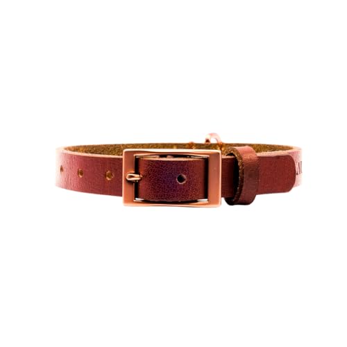 ALMADOG® Hundehalsband Albbüffel - Nachhaltiges Büffelleder aus Deutschland - Hochwertig Handgefertigt - Braun XS (26-34cm Halsumfang, 1,5cm breit) von ALMADOG