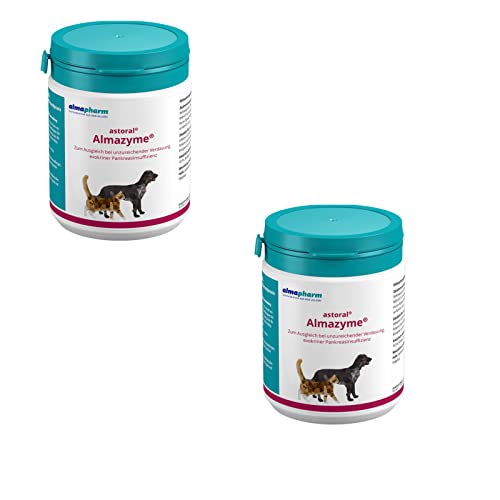 almapharm astoral Almazyme Pulver | Doppelpack | 2 x 120 g | Ergänzungsfuttermittel für Hunde und Katzen | Vitalstoffe zur Unterstützung von almapharm