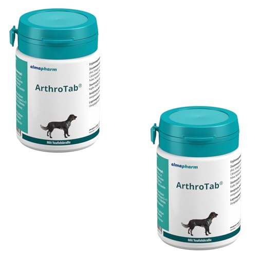 Almapharm ArthroTab | Doppelpack | 2 x 160 Tabletten | Ergänzungsfuttermittel für Hunde | Zur Förderung der Gelenksfunktionen | Mit Teufelskralle, Brennnessel und Zink von almapharm