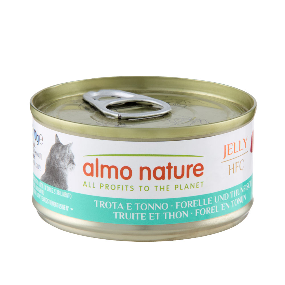 12 + 6 gratis! 18 x 70 g Almo Nature HFC - Forelle & Thunfisch in Gelee von Almo Nature 70g