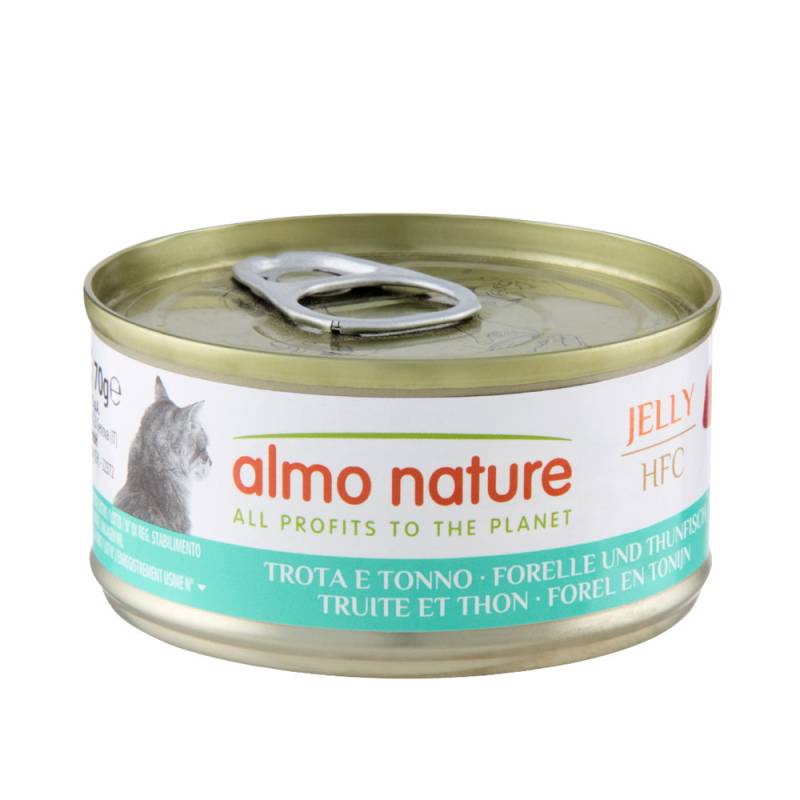12 + 6 gratis! 18 x 70 g Almo Nature HFC - Forelle & Thunfisch in Gelee von Almo Nature 70g