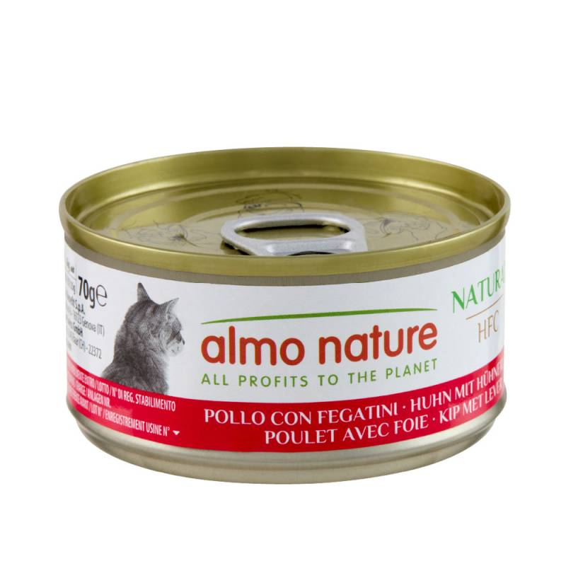 12 + 6 gratis! 18 x 70 g Almo Nature HFC - Huhn mit Hühnerleber von Almo Nature 70g