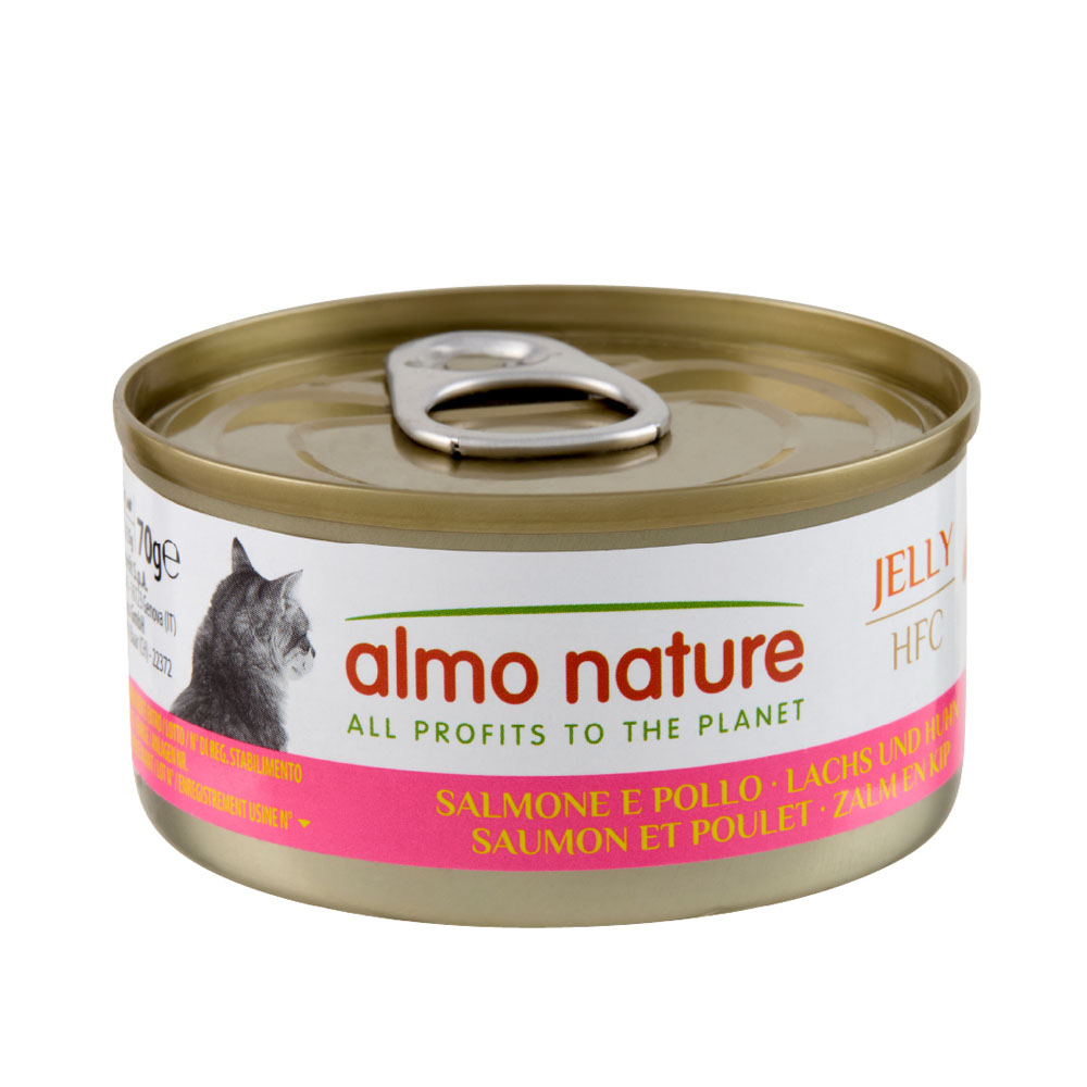 12 + 6 gratis! 18 x 70 g Almo Nature HFC - Lachs mit Huhn in Gelee von Almo Nature 70g