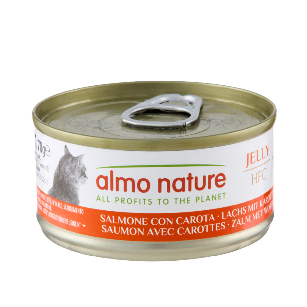 12 + 6 gratis! 18 x 70 g Almo Nature HFC - Lachs mit Karotten in Gelee von Almo Nature 70g