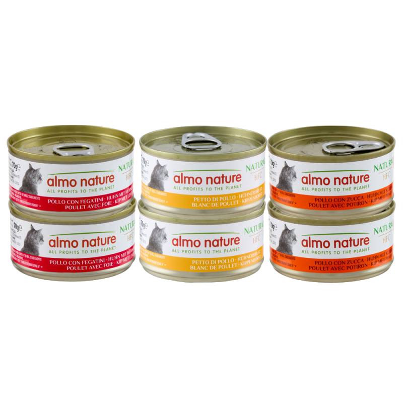 12 + 6 gratis! 18 x 70 g Almo Nature HFC - Natural Mixpaket mit Huhn von Almo Nature 70g