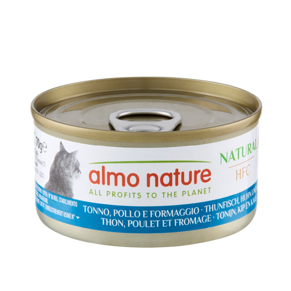 12 + 6 gratis! 18 x 70 g Almo Nature HFC - Natural Thunfisch, Huhn & Käse von Almo Nature 70g