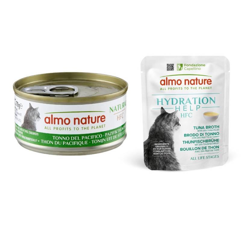 12 x 70 g Almo Nature HFC Natural + 6 x 50 g Hydration Help gratis! - Pazifikthunfisch + Thunfischbrühe mit Thunfischfilet 12 x 70 g Almo Nature HFC Natural + 6 x 50 g Hydration Help gratis! - Pazifikthunfisch + Thunfischbrühe mit Thunfischfilet von Almo Nature 70g