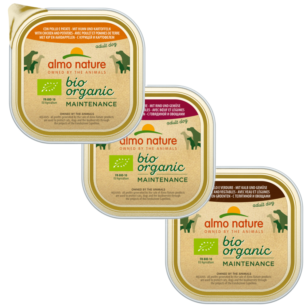 Almo Nature BioOrganic Maintenance 27 x 300 g - Mix 1: Bio Huhn, Bio Rind und Bio Kalb von Almo Nature BioOrganic