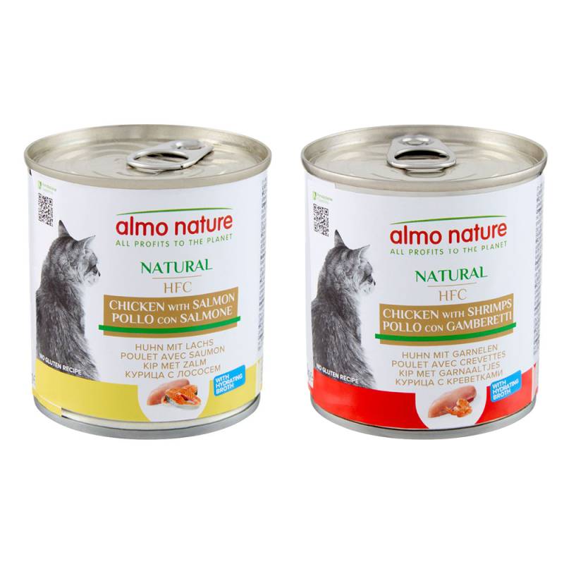 Sparpaket Almo Nature HFC Natural 12 x 280 g -  Mixpaket 2 (Huhn & Lachs, Huhn & Garnelen) von Almo Nature HFC
