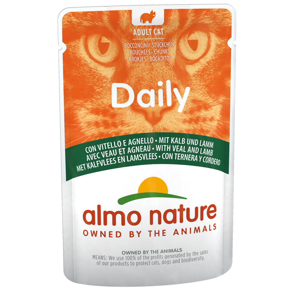 5 + 1 gratis! 6 x 70 g Almo Nature Daily Menu Pouch - Kalb und Lamm von Almo Nature Daily