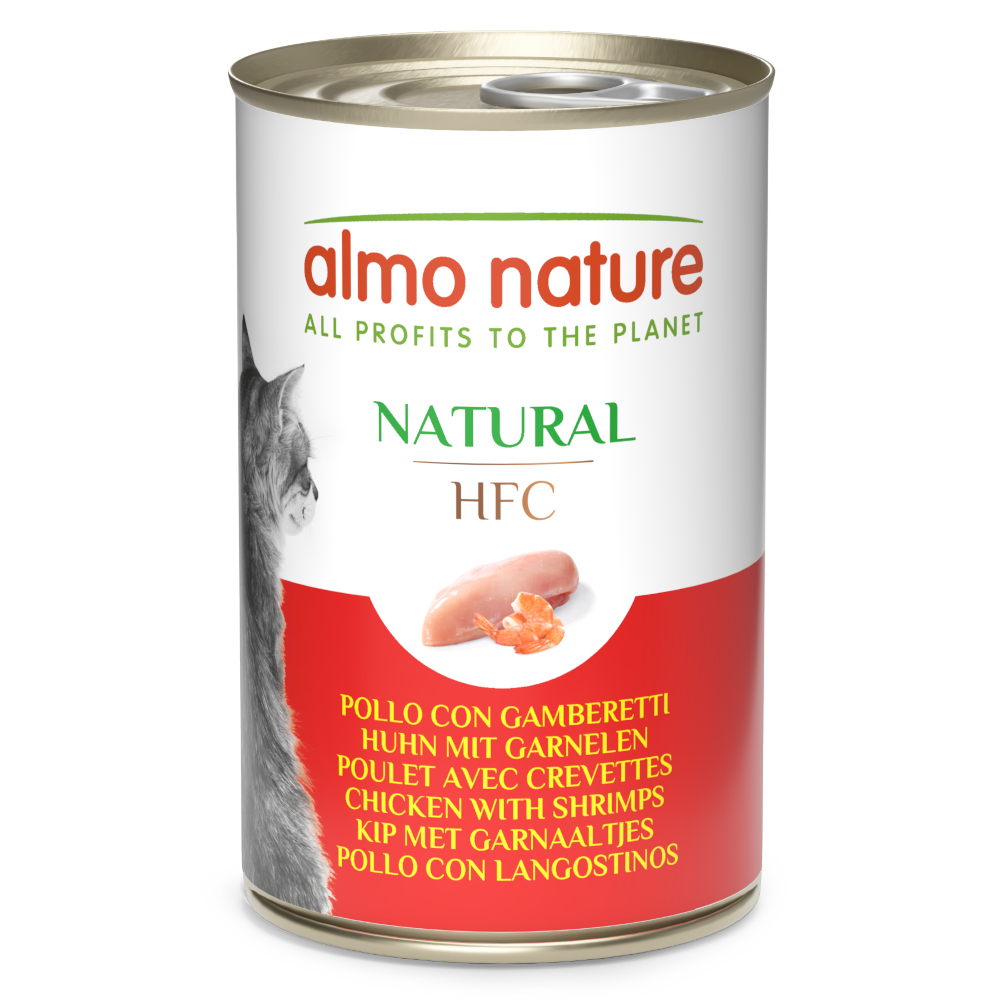 12 + 6 gratis! 18 x 140 g Almo Nature HFC Natural  - Huhn mit Garnelen von Almo Nature HFC