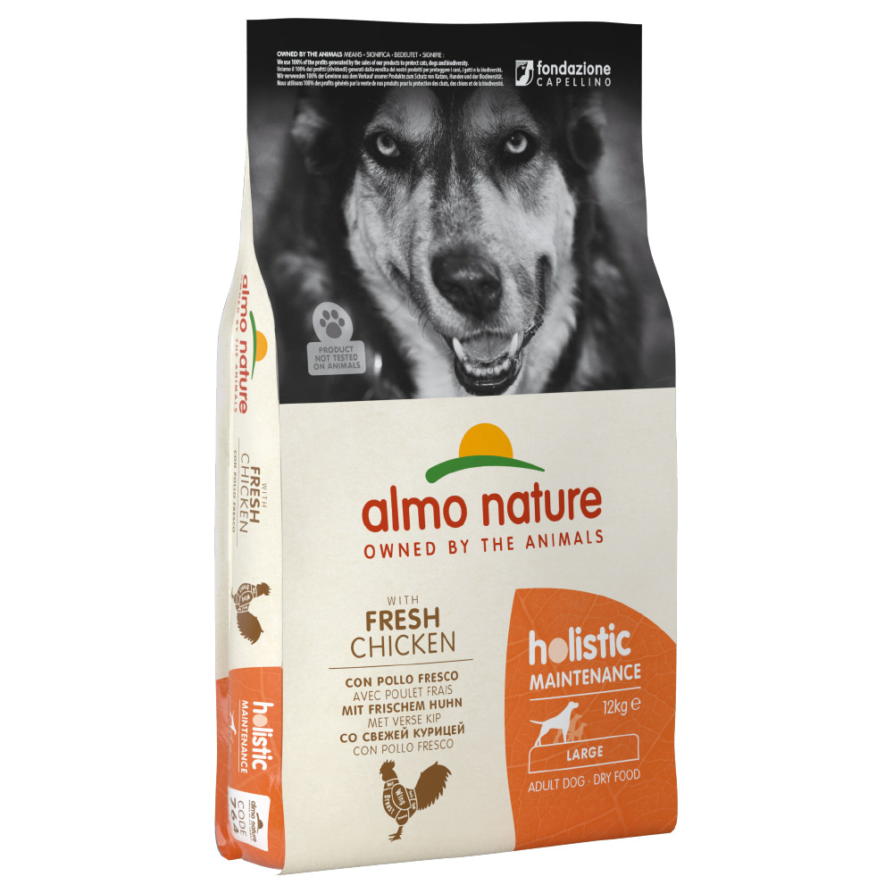 1 kg gratis! 12 kg Almo Nature Holistic - Adult Huhn & Reis Large von Almo Nature Holistic