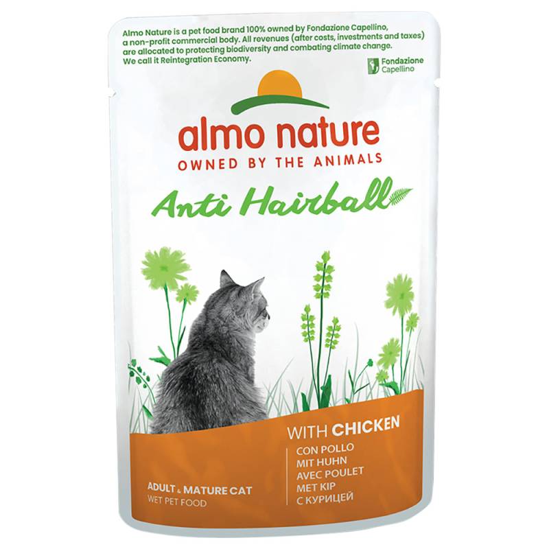 12 + 6 gratis! 18 x 70 g Almo Nature Holistic - Anti Hairball Huhn von Almo Nature Holistic