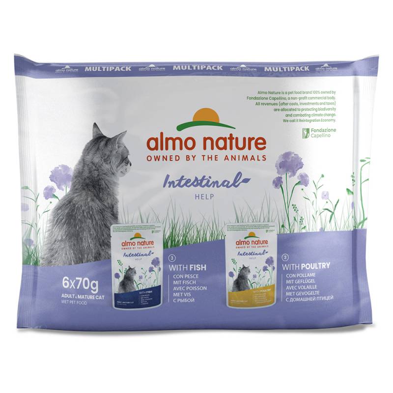 12 + 6 gratis! 18 x 70 g Almo Nature Holistic - Intestinal Help Geflügel & Fisch von Almo Nature Holistic