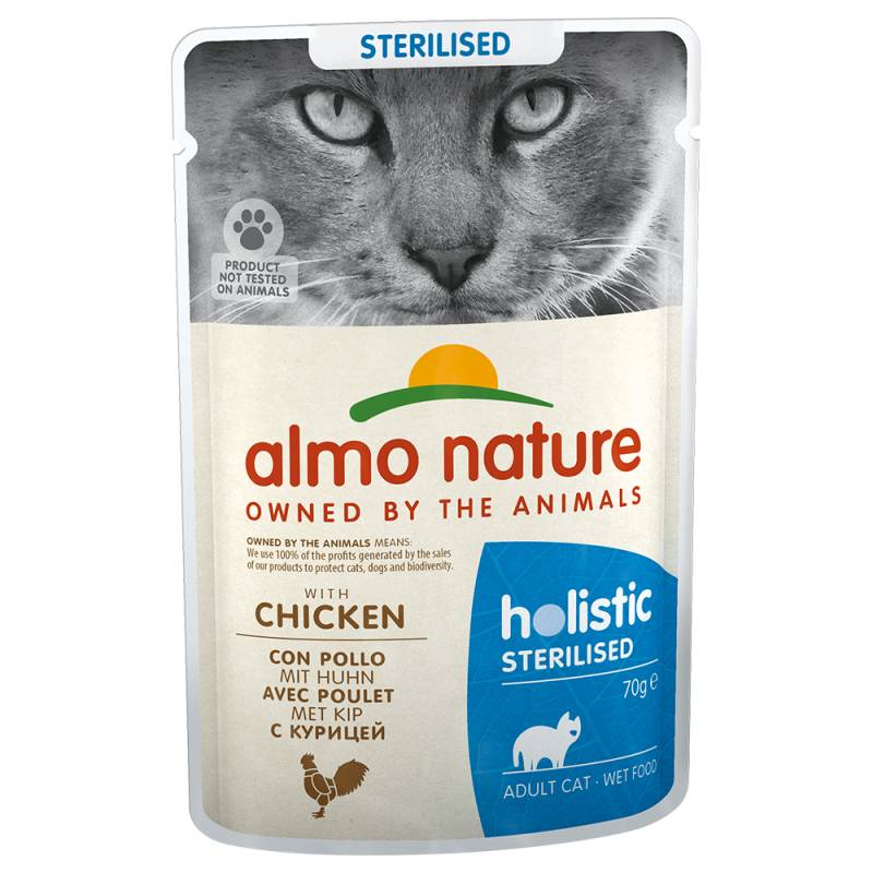 12 + 6 gratis! 18 x 70 g Almo Nature Holistic - Sterilised Huhn von Almo Nature Holistic
