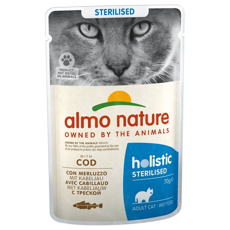 12 + 6 gratis! 18 x 70 g Almo Nature Holistic - Sterilised Kabeljau von Almo Nature Holistic