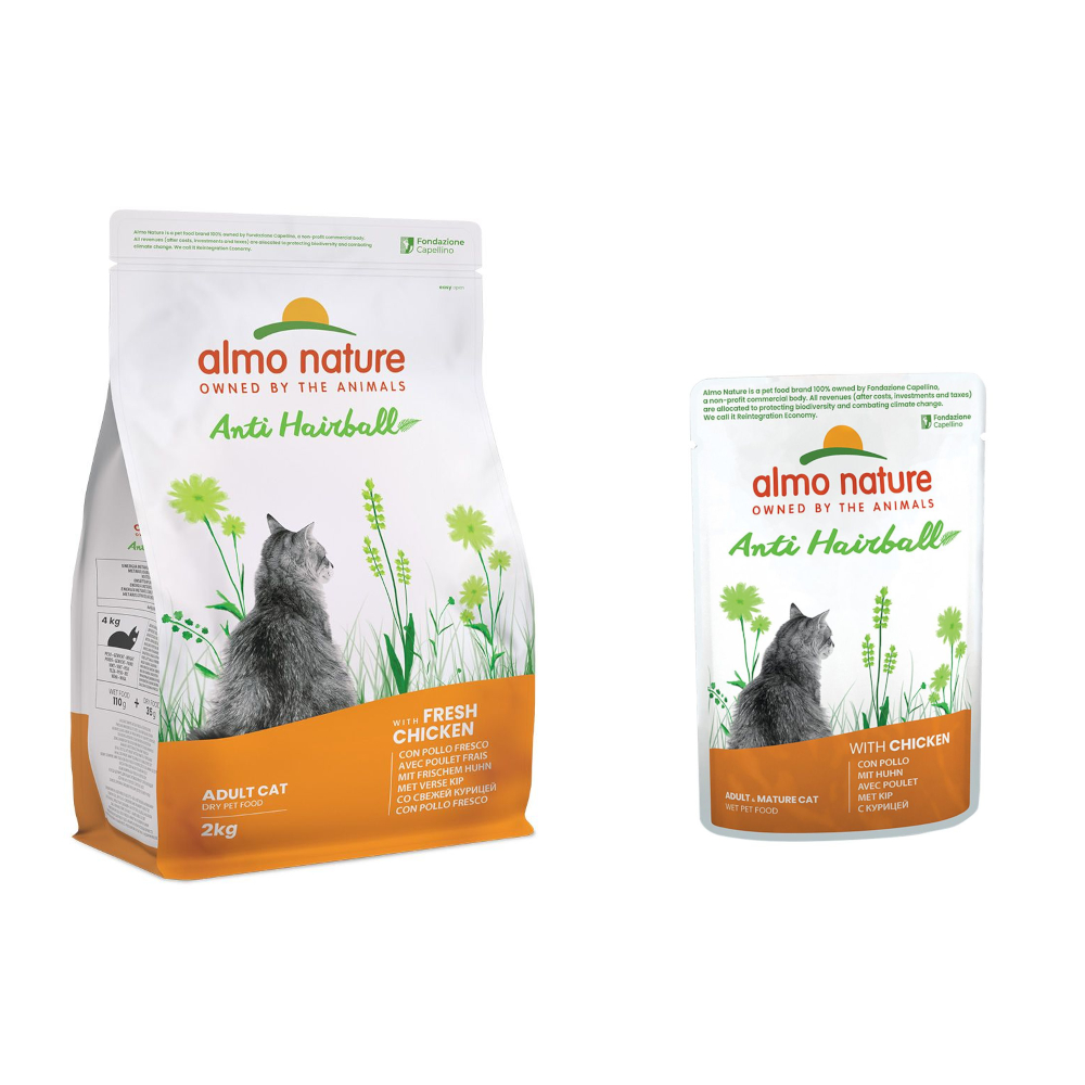 2 kg Almo Nature Functional Anti Hairball + 6 x 70 g mit Huhn zum Sonderpreis! - Huhn & Reis von Almo Nature Holistic