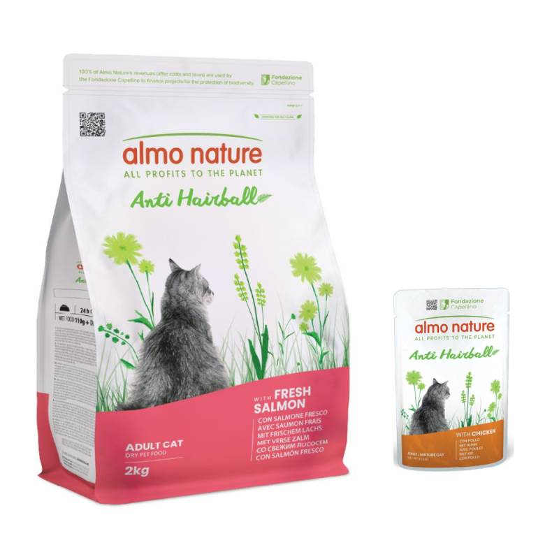 2 kg Almo Nature Functional Anti Hairball + 6 x 70 g mit Huhn zum Sonderpreis! - Lachs von Almo Nature Holistic