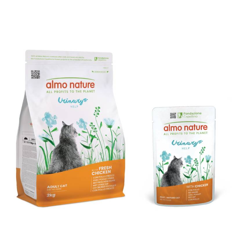 2 kg Almo Nature Functional Urinary Help + 6 x 70 g passendes Nassfutter zum Sonderpreis! - 2 kg Huhn + 6 x 70 g Huhn von Almo Nature Holistic