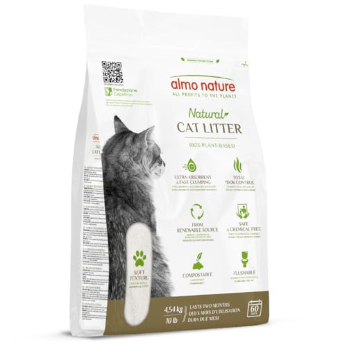 Almo Nature Natural Cat Litter Soft Texture - Klumpende Katzenstreu, 100% pflanzlich, biologisch abbaubar, ergiebig und gegen Gerüche. Sack 4,54Kg von almo nature