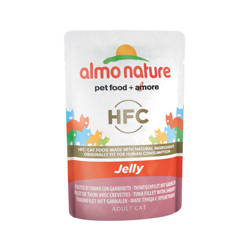 Almo Nature HFC Jelly Katzenfutter - Frischebeutel - Thunfischfilet & Garnelen - 24 x 55 g von Almo Nature