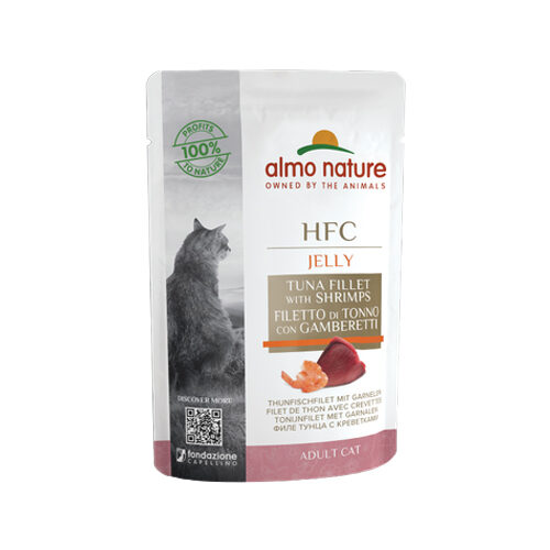 Almo Nature HFC Jelly Katzenfutter - Frischebeutel - Thunfischfilet & Garnelen - 24 x 55 g von Almo Nature