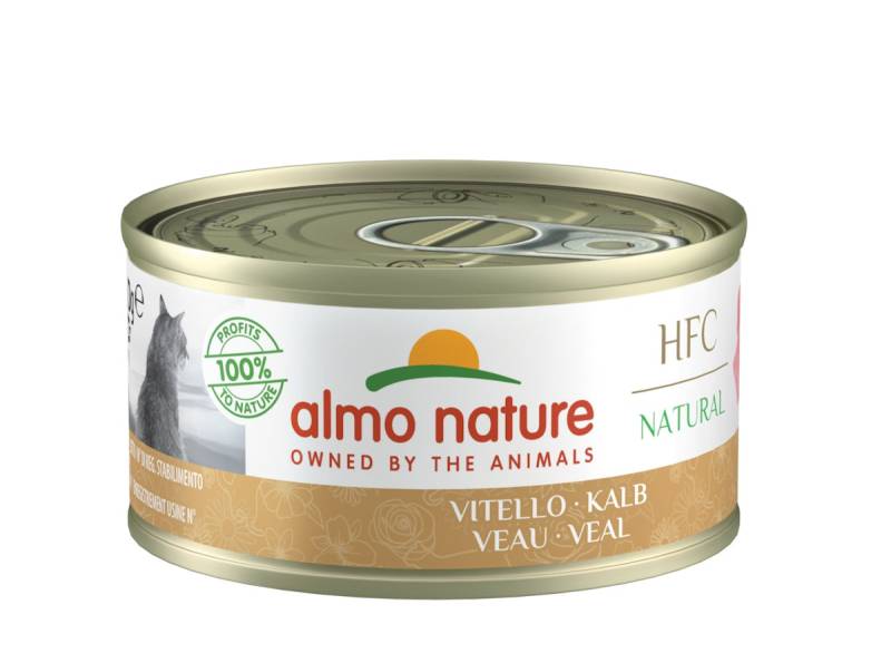 Almo Nature HFC Natural 70g Dose Katzennassfutter Sparpaket 48 x 70 Gramm Kalb
