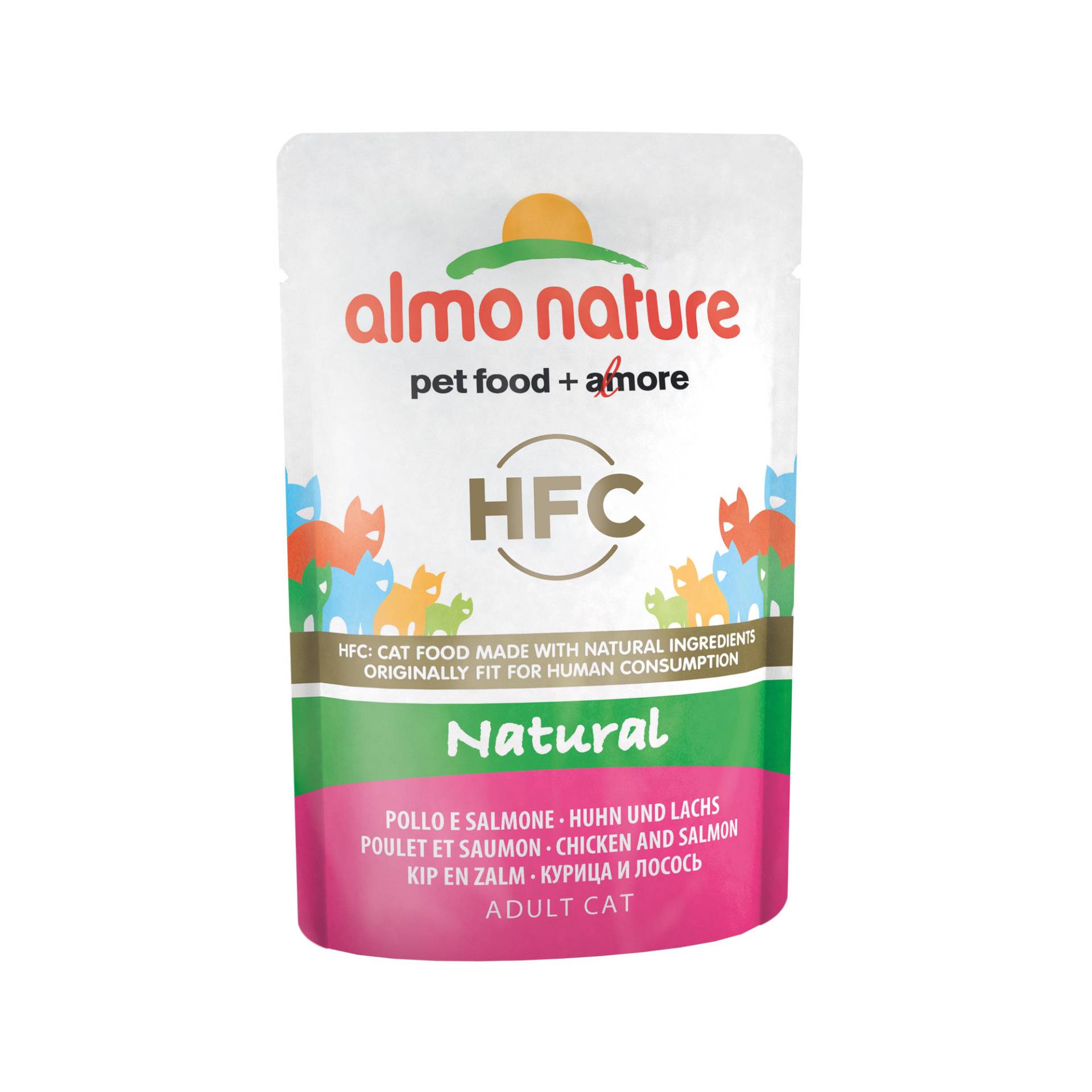 Almo Nature HFC Natural Katzenfutter - Dosen - Huhn & Lachs - 24 x 55 g von Almo Nature