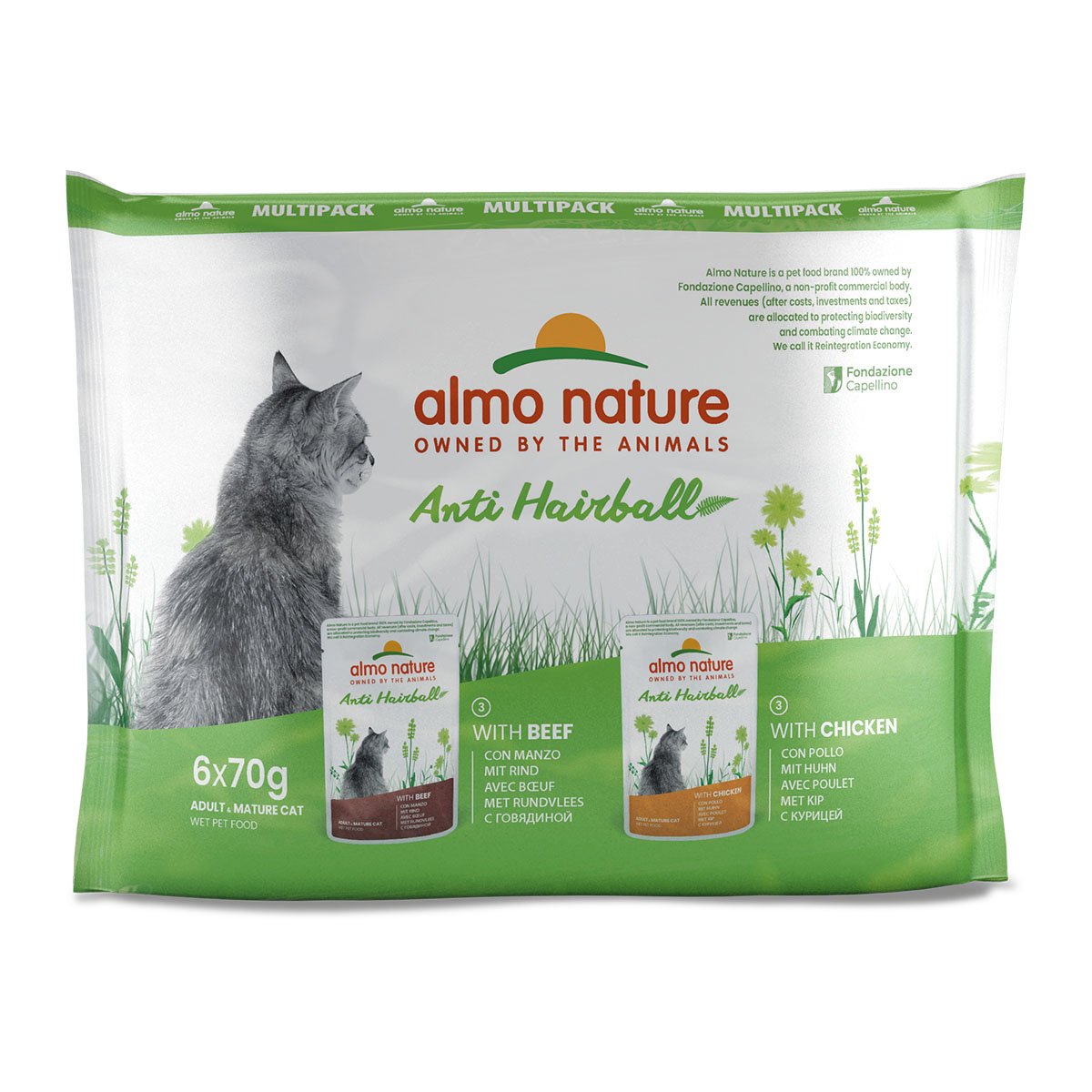 Almo Nature Holistic Anti Hairball Multipack mit Rind&Huhn 6x70g von Almo Nature