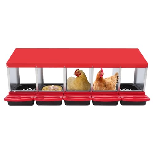 Hühner Nestkasten, Hühner Legen Box, Hühnerei Legen Box, Hangende Nestbox mit Eiersparen, Perch Abdeckung für Hen (Rot, 5-Fächer) von Alnemy