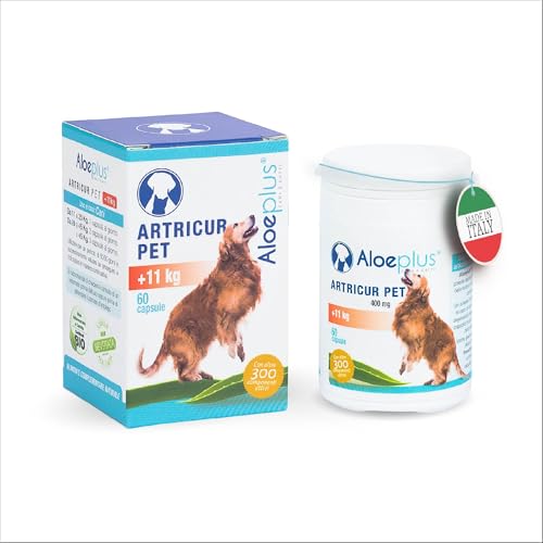ALOEPLUS Artricur Pet Ergänzungsfuttermittel für Gelenke von Hunden ab 11+ Kg - 100% natürlich mit Aloe Arborescens Bio, Spirulina, Boswellia und Teufelskralle, stärkt und schützt, 60 Kapseln ALOEPLUS Artricur Pet Ergänzungsfuttermittel für Gelenke von Hunden ab 11+ Kg - 100% natürlich mit Aloe Arborescens Bio, Spirulina, Boswellia und Teufelskralle, stärkt und schützt, 60 Kapseln von Aloeplus