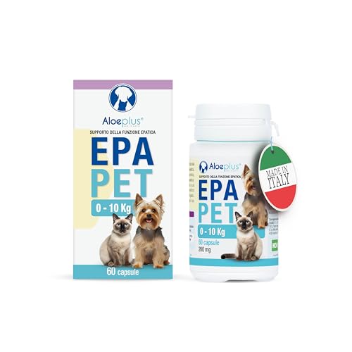 Aloeplus EpaPet – Natürliche Nahrungsergänzungsmittel für die Leber von Hunden und Katzen, mit Mariendistel, Betain und Vitaminen, ohne chemische Zusätze, personalisierte Dosierung, 60 Kapseln von Aloeplus