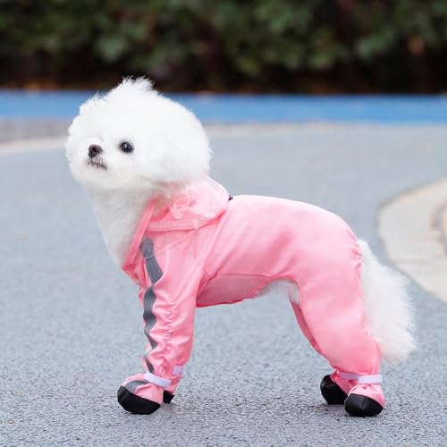 Alomejor Hund Regenmantel Polyester Welpe Regenjacke Kapuze für Kleine Rassen Hunde Im Freien Regentätigkeiten Im Freien Im Freien Im Freien (M) von Alomejor