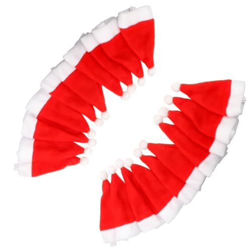 Alomejor Mini Santa Hats Weihnachten Ornamente, Niedliche Miniatur -Tischgeschirrdekoration für DIY -Kunsthandwerk, 20pcs Mini Santa Hats für Festival Besteckdekoration von Alomejor