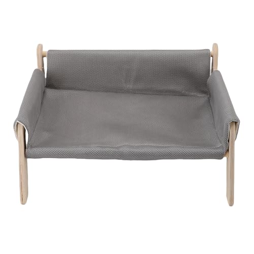 Alomejor Robustes Holz mit Erhöhtem Katzencouch, Gemütliches Katzensofa -Bett Im Hängemattenstil, Geeignet für Kitty, Welpen, Kaninchen, Hasen und Kleines Tier (Grey) von Alomejor