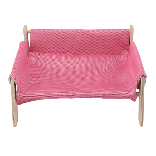 Alomejor Robustes Holz mit Erhöhtem Katzencouch, Gemütliches Katzensofa -Bett Im Hängemattenstil, Geeignet für Kitty, Welpen, Kaninchen, Hasen und Kleines Tier (PINK) von Alomejor