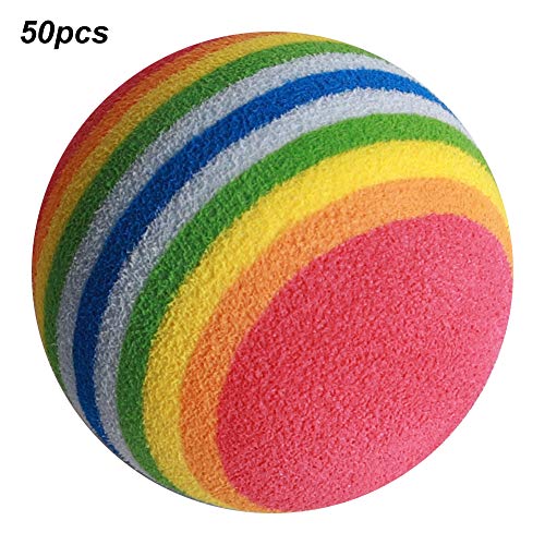 Alomejor Üben Sie Soft -Band -Spielzeugbälle für Innenanfänger Eva 50pcs (Regenbogen/6 farbgestreifte Ball) von Alomejor