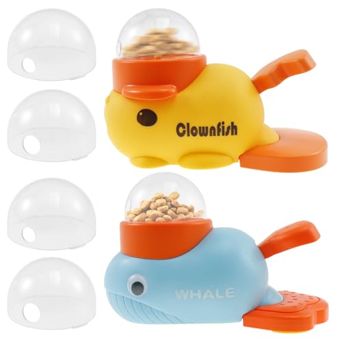 2 Stück Interaktive Futterspender 2 in 1 Interactive Dog Puzzle Slow Feeder Toy mit 3 Lebensmittelauslassgröße, Entenform Walform Hund Intelligenzspielzeug Reduziert Blähungen Anti Schlucken von Alongen