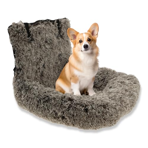 Hunde Autositz Baumwoll Autositz Sicher Bequemer Hundewagen Bettmatte Anti Schlupf Haustier Bett Matte High Rücken Automobilsitz leicht zu reinigen, um zu Reisen(Gradientenkaffee,Mittel) von Alongen