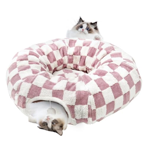 Katzentunnel mit Bett für Indoor Katzen Großer Katzentunnel mit Zwei Eingängen Katzenhöhle DIY 3 Formen Verstellbare Kaninchenhöhle Interaktive Entfernbare Katzenspielrohr für Kaninchen Kleiner Hund von Alongen