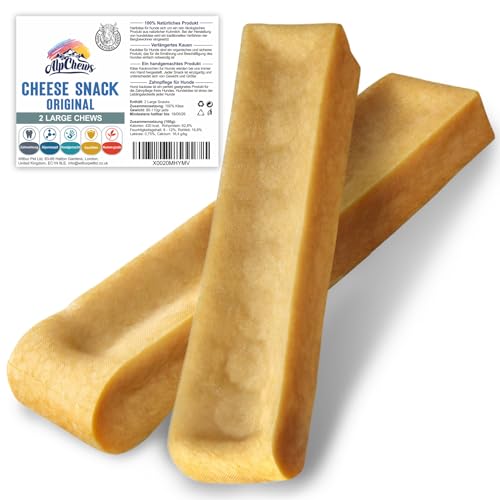 Hartkäse für Hunde – Large 2 Stück – Natürlicher Kauknochen – Kaukäse zur Zahnpflege & Langen Kaudauer von Alp Chews