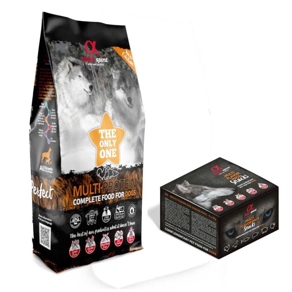 12 kg alpha spirit The Only One Trockenfutter + 9 x 35 g Mixbox Snack gratis! - Multiprotein 12 kg alpha spirit The Only One Trockenfutter + 9 x 35 g Mixbox Snack gratis! - Multiprotein von Alpha Spirit