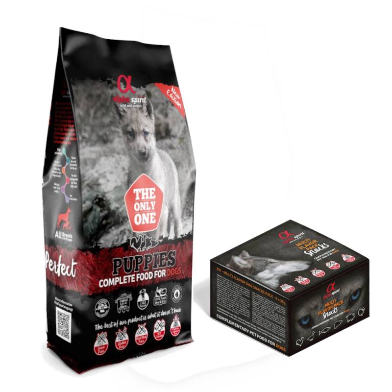 12 kg alpha spirit The Only One Trockenfutter + 9 x 35 g Mixbox Snack gratis! - Puppies 12 kg alpha spirit The Only One Trockenfutter + 9 x 35 g Mixbox Snack gratis! - Puppies von Alpha Spirit